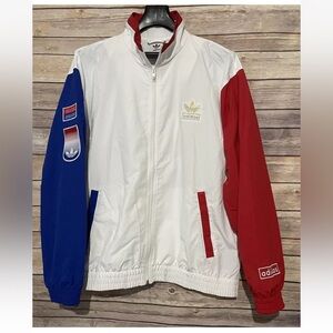 Adidas Originals Shadow Trefoil Size Large Red White Blue Windbreaker Jacket